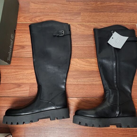 Franco Sarto Balin Leather Lug Sole Knee High Wide Calf Boots 7.5 NWT - Picture 4 of 11